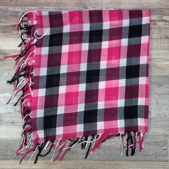 Cotton On Multi Plaid Burberry Style Fringe Wrap Blanket Scarf OS - Picture 8 of 8